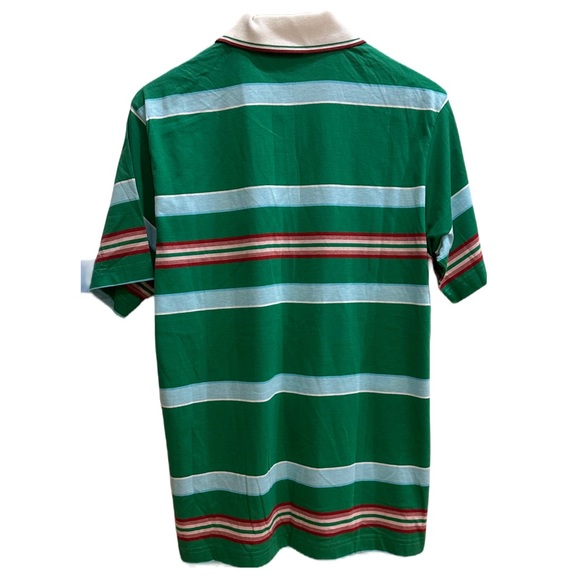 Roundtex Men’s Striped Green, Blue & Red Polo - Picture 2 of 2